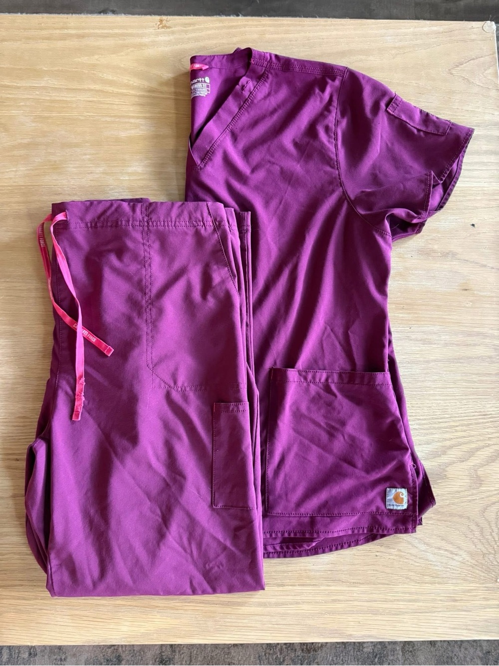 Carhartt Force Scrub Set Women’s 2XL Burgundy Wine Top & Pants Uniform Set